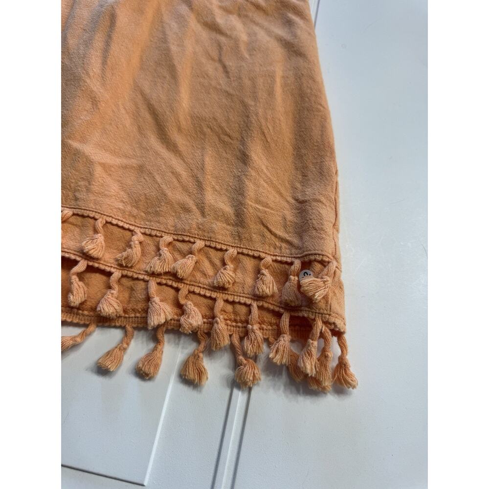 Lulus Feel the Sunshine Orange Linen Blend Tassel Mini Dress Size Small - Picture 2 of 6